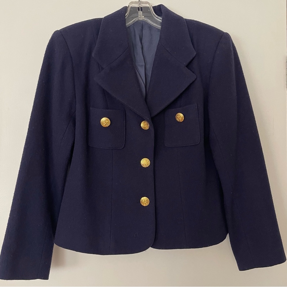 Vintage Wool Gold Button Royal Purple Blazer